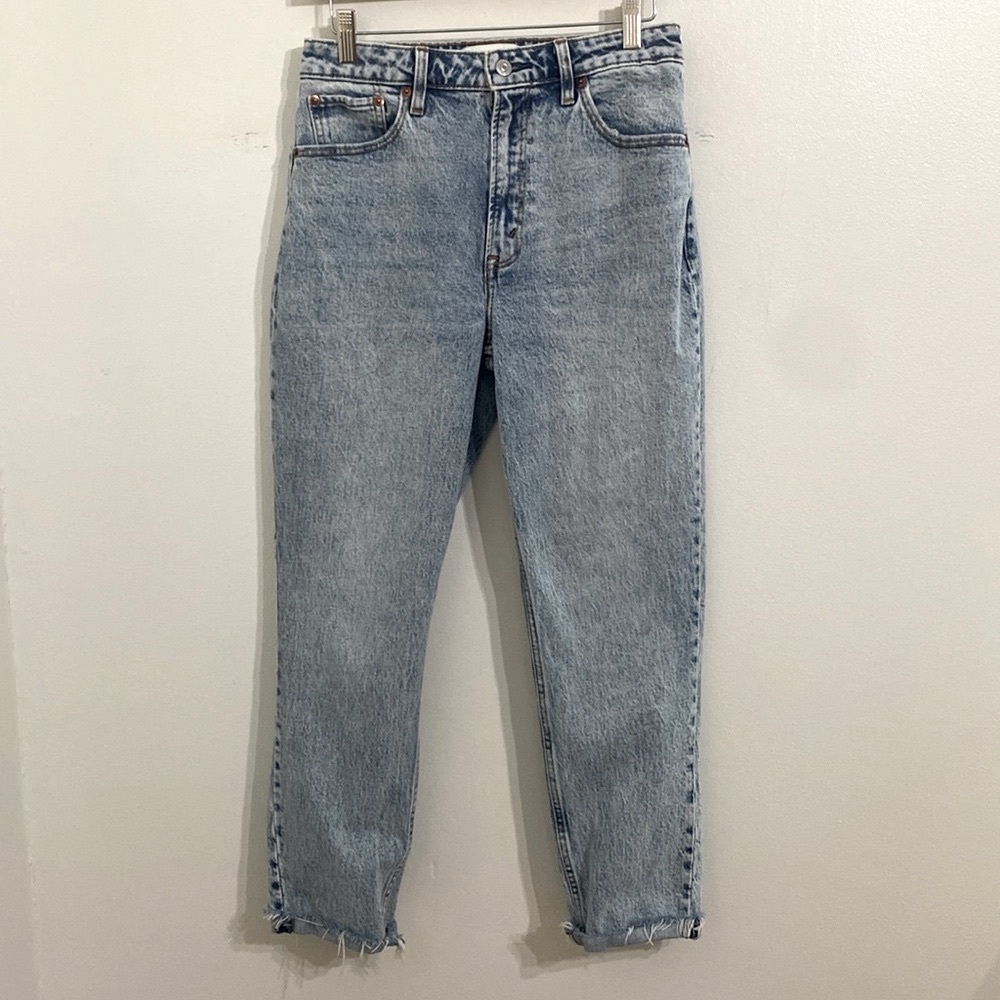 Abercrombie & Fitch Women Mom High Rise Curve Love Jeans 27/4 Acid Wash 90's